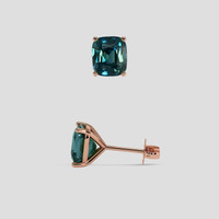 <span>4.10</span>&nbsp;<span class="tooltip-light">Ct.Tw.<span class="tooltiptext">Total Carat Weight</span></span> Greenish Blue Sapphire Earrings, 14K Rose Gold 2