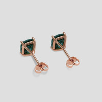<span>4.10</span>&nbsp;<span class="tooltip-light">Ct.Tw.<span class="tooltiptext">Total Carat Weight</span></span> Greenish Blue Sapphire Earrings, 14K Rose Gold 4