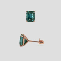<span>3.68</span> <span class="tooltip-light">Ct.Tw.<span class="tooltiptext">Total Carat Weight</span></span> Greenish Blue Sapphire Earrings, 14K Rose Gold 2