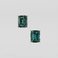 <span>3.68</span> <span class="tooltip-light">Ct.Tw.<span class="tooltiptext">Total Carat Weight</span></span> Greenish Blue Sapphire Earrings, 14K White Gold 1