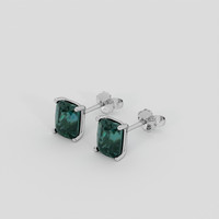 <span>3.68</span>&nbsp;<span class="tooltip-light">Ct.Tw.<span class="tooltiptext">Total Carat Weight</span></span> Greenish Blue Sapphire Earrings, 18K White Gold 3