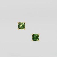 <span>0.54</span>&nbsp;<span class="tooltip-light">Ct.Tw.<span class="tooltiptext">Total Carat Weight</span></span> Green Sapphire Earrings, 14K Yellow Gold 1