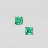 <span>1.15</span>&nbsp;<span class="tooltip-light">Ct.Tw.<span class="tooltiptext">Total Carat Weight</span></span> Emerald Earrings, 18K Yellow Gold 1
