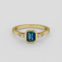 1.02 Ct. Greenish Blue Sapphire Ring, 10K Yellow Gold 1