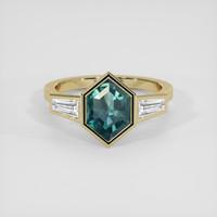 2.05 Ct. Bluish Green Sapphire Ring, 18K Yellow Gold 1