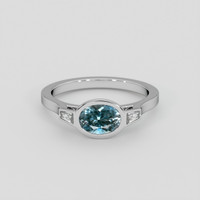 0.97 Ct. Greyish Blue Sapphire Ring, 10K White Gold 1