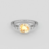 4.56 Ct. Peach Sapphire Ring, 18K White Gold 1