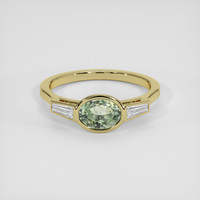1.33 Ct. Yellowish Green Sapphire Ring, 14K Yellow Gold 1