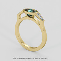 1.39 Ct. Bluish Green Sapphire Ring, 14K Yellow Gold 2