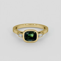 1.48 Ct. Bluish Green Sapphire Ring, 14K Yellow Gold 1