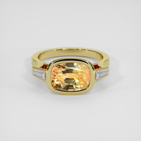 5.64 Ct. Peach Sapphire Ring, 18K Yellow Gold 1
