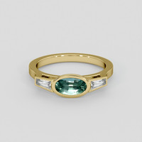 1.39 Ct. Bluish Green Sapphire Ring, 18K Yellow Gold 1