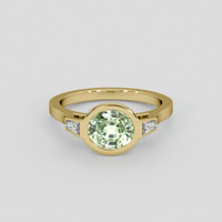 1.57 Ct. Yellowish Green Sapphire Ring, 18K Yellow Gold 1