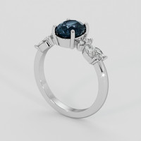 1.72 Ct. Greenish Blue Sapphire Ring, Platinum 950 2
