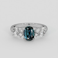 1.55 Ct. Greenish Blue Sapphire Ring, Platinum 950 1