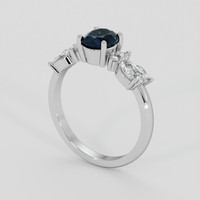 1.09 Ct. Bluish Green Sapphire Ring, Platinum 950 2