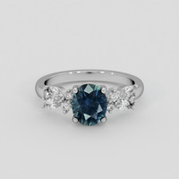 1.72 Ct. Greenish Blue Sapphire Ring, 10K White Gold 1