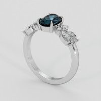 1.55 Ct. Greenish Blue Sapphire Ring, 10K White Gold 2