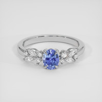 0.73 Ct. Blue Sapphire Ring, 18K White Gold 1
