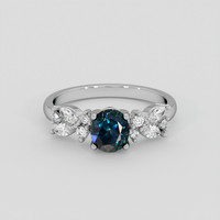 1.09 Ct. Bluish Green Sapphire Ring, 18K White Gold 1