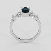 1.09 Ct. Bluish Green Sapphire Ring, 18K White Gold 3