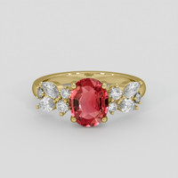 1.50 Ct. Padparadscha Sapphire Ring, 14K Yellow Gold 1