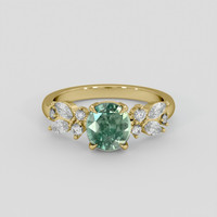 2.00 Ct. Bluish Green Sapphire Ring, 14K Yellow Gold 1