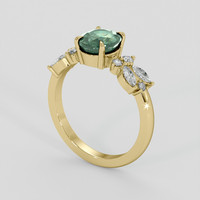 2.00 Ct. Bluish Green Sapphire Ring, 14K Yellow Gold 2