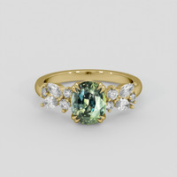 1.94 Ct. Bluish Green Sapphire Ring, 14K Yellow Gold 1