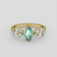 1.36 Ct. Bluish Green Sapphire Ring, 18K Yellow Gold 1