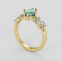1.36 Ct. Bluish Green Sapphire Ring, 18K Yellow Gold 2