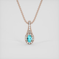 0.11 Ct. Bluish Green Paraiba Tourmaline Pendant, 14K Rose Gold 1