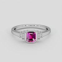 0.66 Ct. Pink Sapphire Ring, 18K White Gold 1