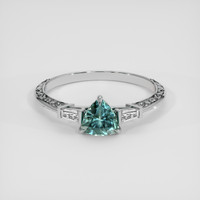0.75 Ct. Bluish Green Sapphire Ring, Platinum 950 1