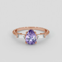 1.18 Ct. Bluish Purple Sapphire Ring, 14K Rose Gold 1