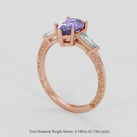 1.18 Ct. Bluish Purple Sapphire Ring, 14K Rose Gold 2