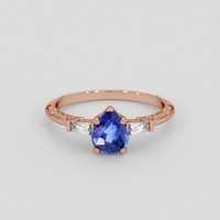 1.10 Ct. Blue Sapphire Ring, 18K Rose Gold 1
