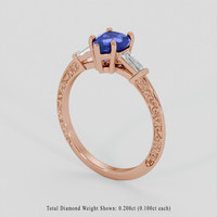 1.10 Ct. Blue Sapphire Ring, 18K Rose Gold 2