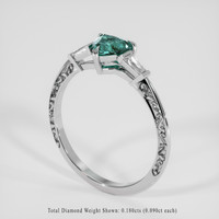 0.75 Ct. Bluish Green Sapphire Ring, 14K White Gold 2