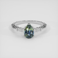 1.10 Ct. Bi Color Sapphire Ring, 18K White Gold 1