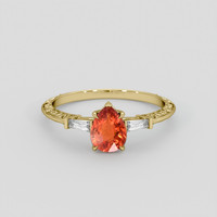 1.35 Ct. Orange Sapphire Ring, 10K Yellow Gold 1