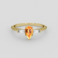 0.99 Ct. Orange Sapphire Ring, 10K Yellow Gold 1