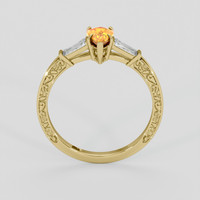 0.99 Ct. Orange Sapphire Ring, 10K Yellow Gold 3
