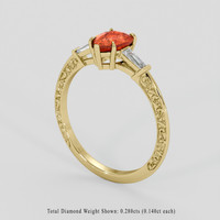 1.35 Ct. Orange Sapphire Ring, 14K Yellow Gold 2