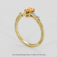0.99 Ct. Orange Sapphire Ring, 14K Yellow Gold 2