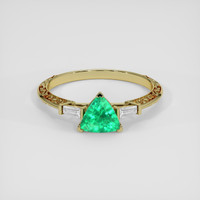 0.80 Ct. Emerald Ring, 18K Yellow Gold 1