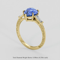 3.74 Ct. Blue Sapphire Ring, 18K Yellow Gold 2