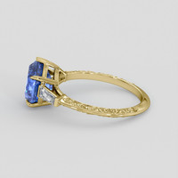 3.74 Ct. Blue Sapphire Ring, 18K Yellow Gold 4