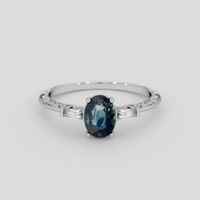 1.59 Ct. Bluish Green Sapphire Ring, Platinum 950 1