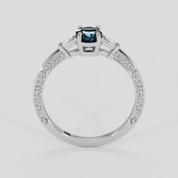 0.76 Ct. Greenish Blue Sapphire Ring, Silver 3